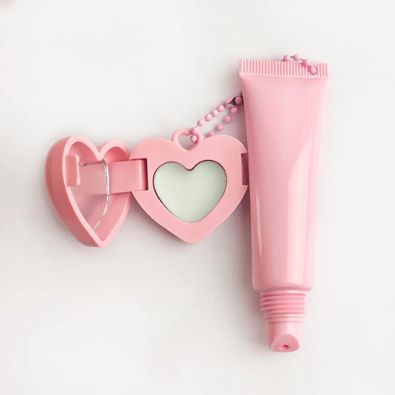 Private Label Lip Oil & Blush Set with Custom Logo & Heart Mirror - Lip Gloss Keychain