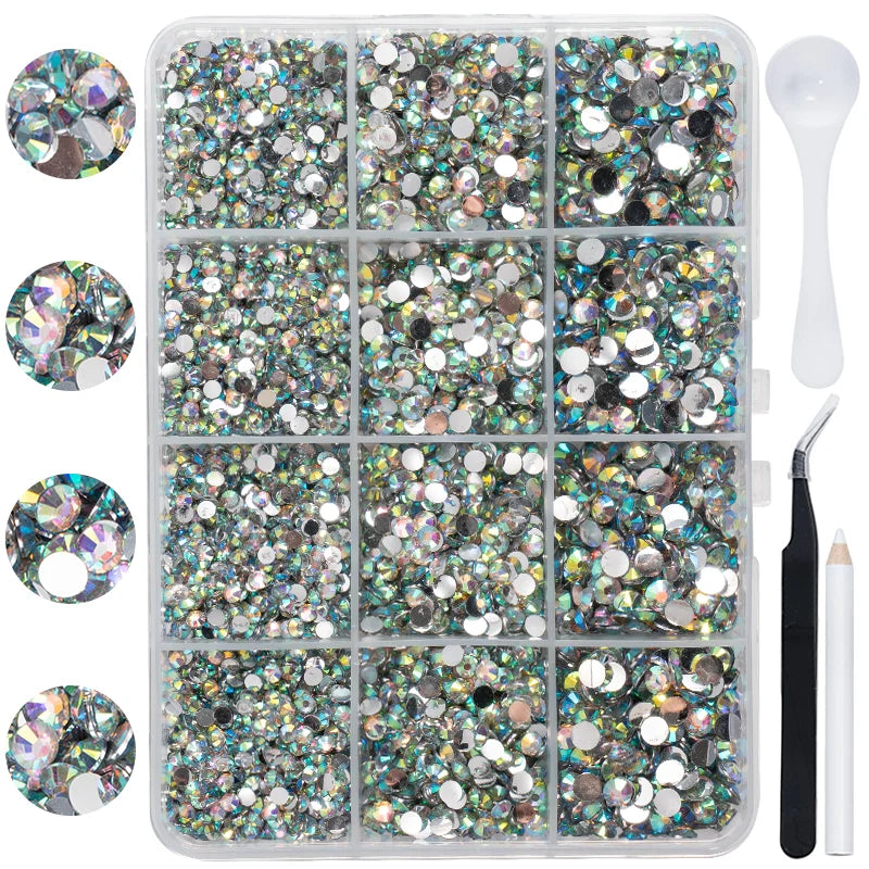 Resin Rhinestone Set 7200pcs Flatback Glue-On Nail Art Decorations
