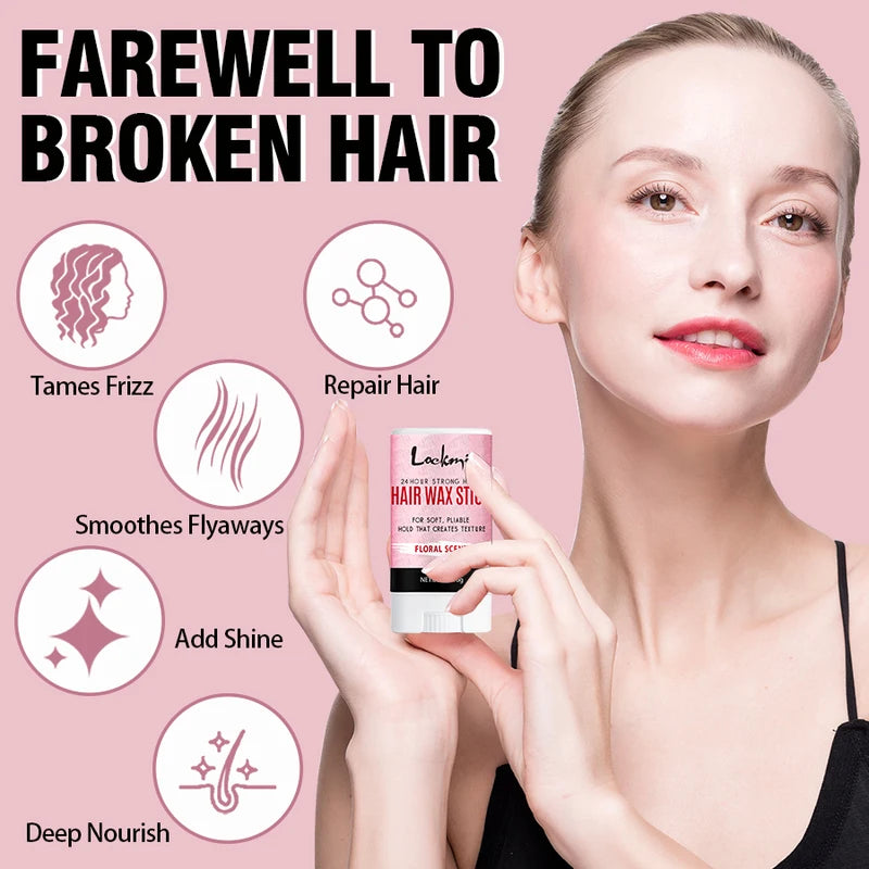 Floral Scent Hair Wax Stick with Shine & Strong Hold - Smoothing Pomade for Frizz & Flyaways