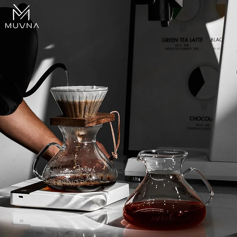 Handmade Glass Coffee Tornado Pitcher 450ML Heat-Resistant Pouring Sharing Pot