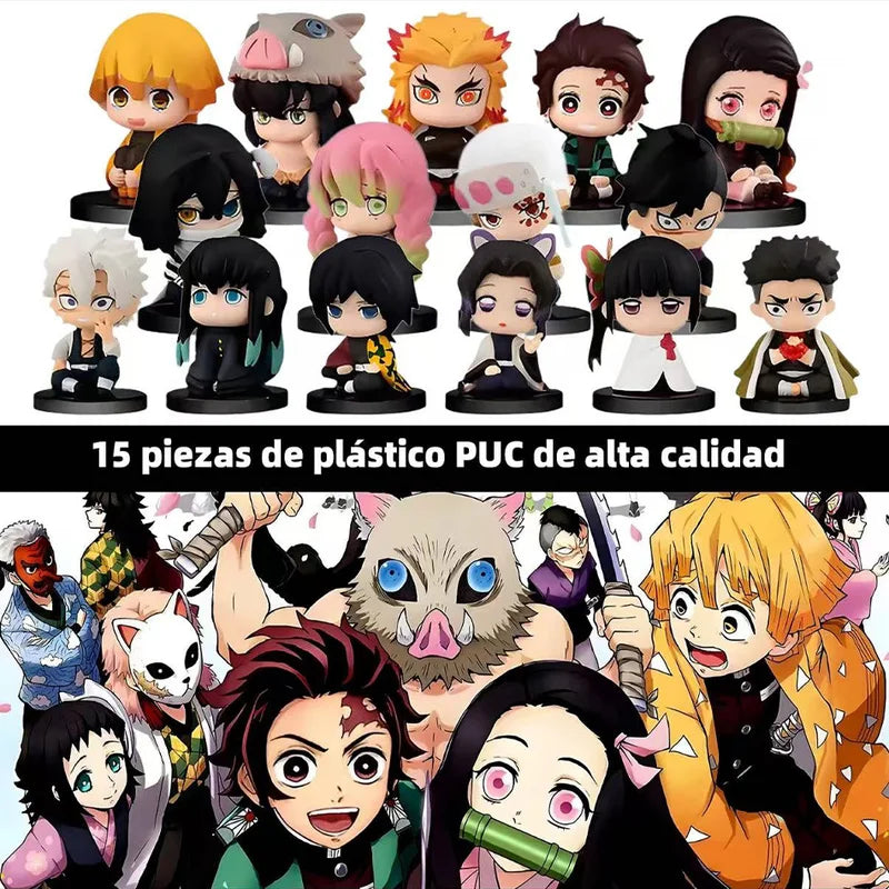 Anime Demon Slayer Sitting Ghost Doll Action Figures - Tanjiro & Inosuke Models