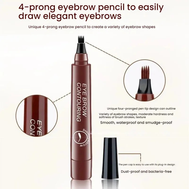 Waterproof Microblading Eyebrow Pen - Long Lasting Liquid Brow Pencil with 4-Point Tip