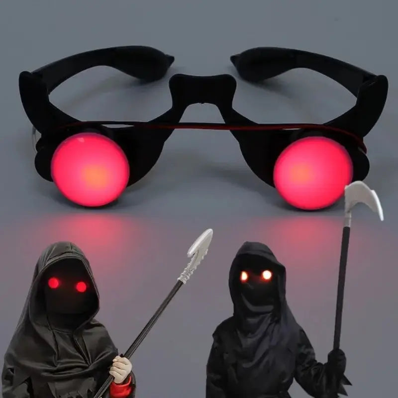 Halloween Horror Red Eye Glasses Props - Scary Glow-in-the-Dark Costume Accessory