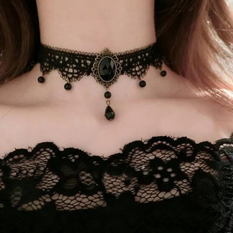 Gothic Velvet Choker Necklace for Women - Handmade Fashion Jewelry