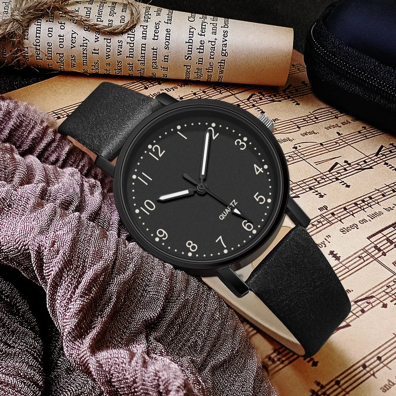 Vintage Women's Leather Strap Quartz Wristwatch - Ladies Classic Watch Gift