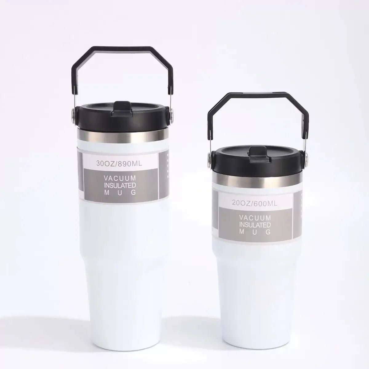 Insulated Stainless Steel Water Bottle with Straw - 600ml/890ml Thermal Mug