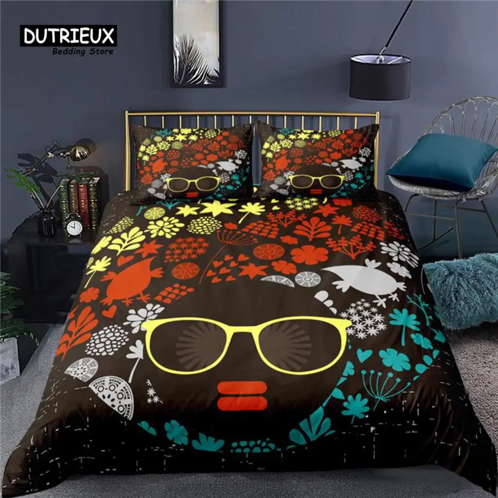 Luxury 3D Abstract Girl Bedding Set Duvet Cover Quilt Cover Set All Sizes & Colors