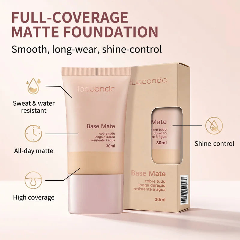 Long-Lasting Waterproof Matte Foundation - Natural Coverage for All Skin Types