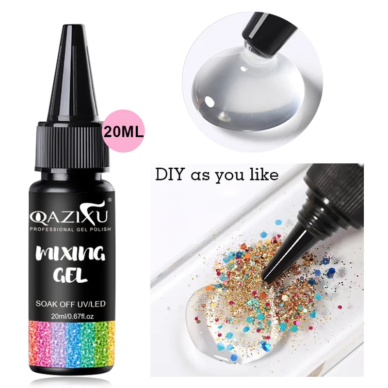 20ml Nail Art Mixing Gel - Clear Nail Polish for Glitter Blending & DIY Manicure