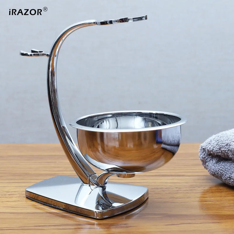 Shaving Bowl and Stand Set with Magnetic Base - Stainless Steel & Chrome