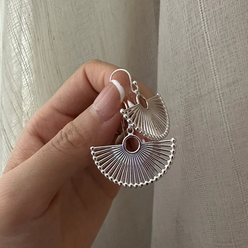 Sterling Silver Earrings for Women Fan Shape Hypoallergenic Jewelry Trendy Party Accessories