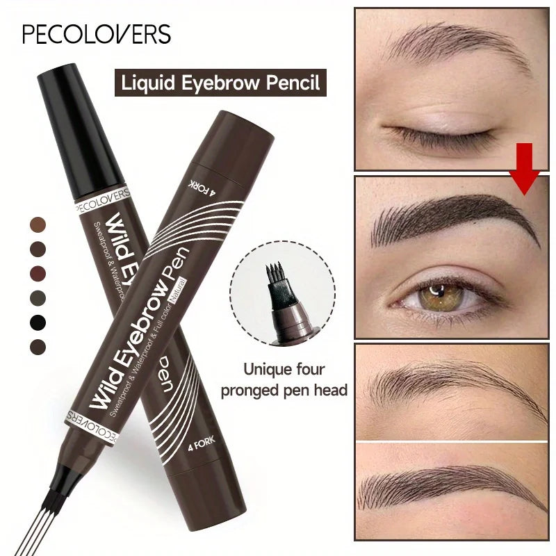Long Lasting Waterproof Eyebrow Pen with 5 Natural Matte Colors - Smudge Proof Makeup