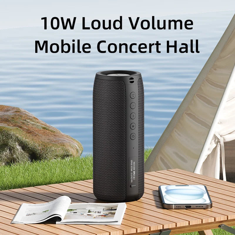 Wireless Waterproof Portable Bluetooth Speaker with TF Card Slot 10W Bass Outdoor Loudspeaker