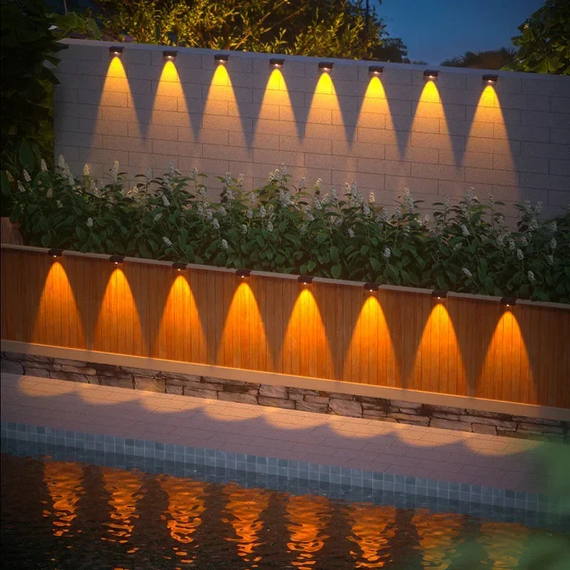 Solar Wall Lights Outdoor Waterproof Garden Pathway Fence Stair Lighting Set
