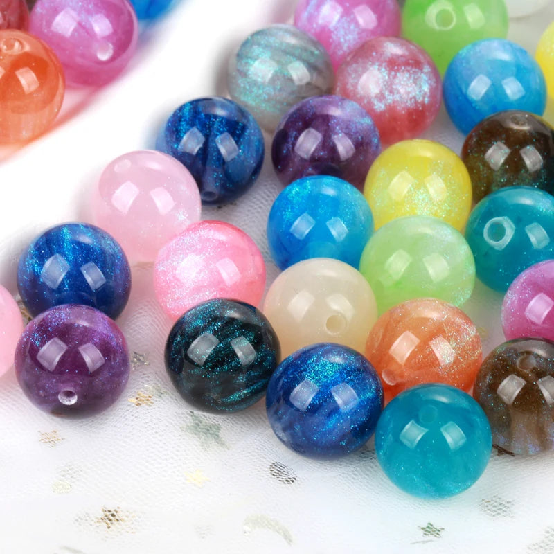 Colorful Resin Beads for Jewelry Making - Mermaid Glitter Spacer Beads 8-20mm