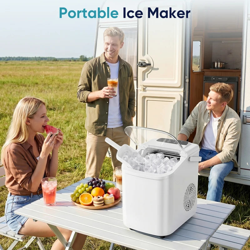 Portable Countertop Ice Maker with Scoop & Basket - 9 Cubes in 6 Mins, Multiple Colors