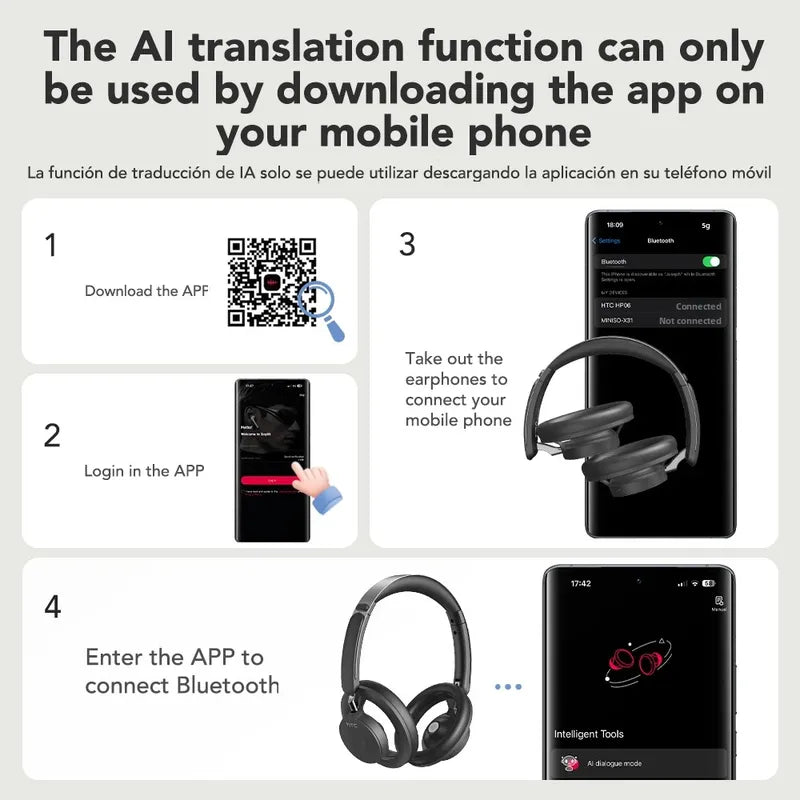 Open-Ear Wireless Headphones Bluetooth V6.0 Foldable Ultralight Earbuds
