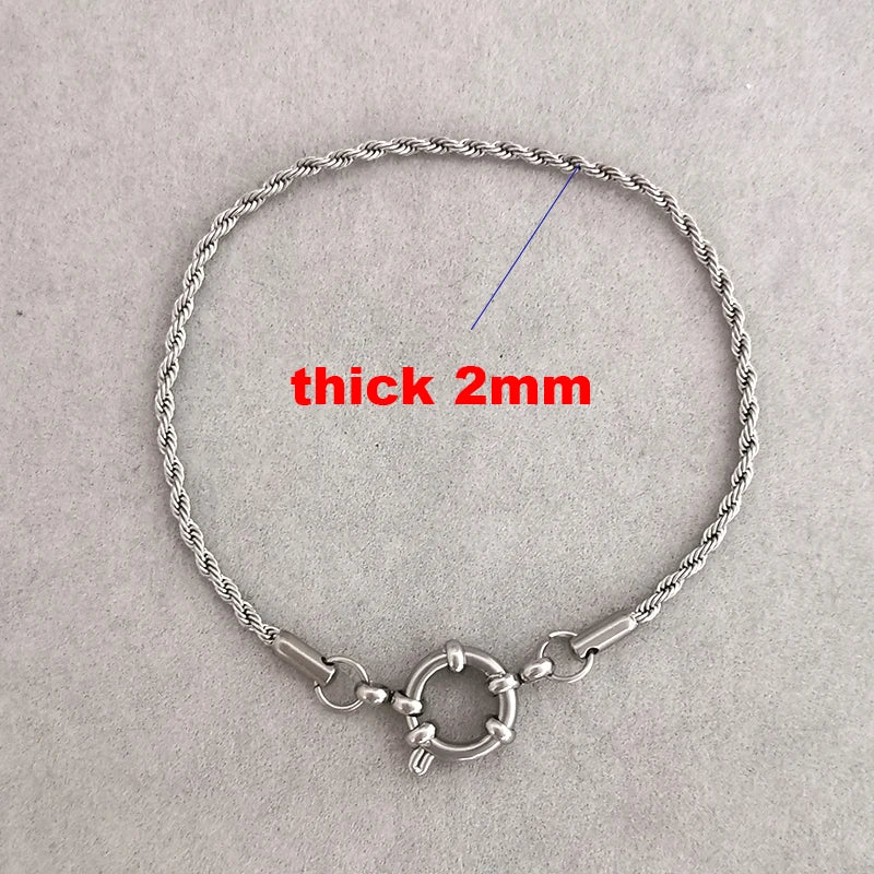 Anchor Clasp Bracelet Women Men Stainless Steel Rope Chain Jewelry Gold Silver