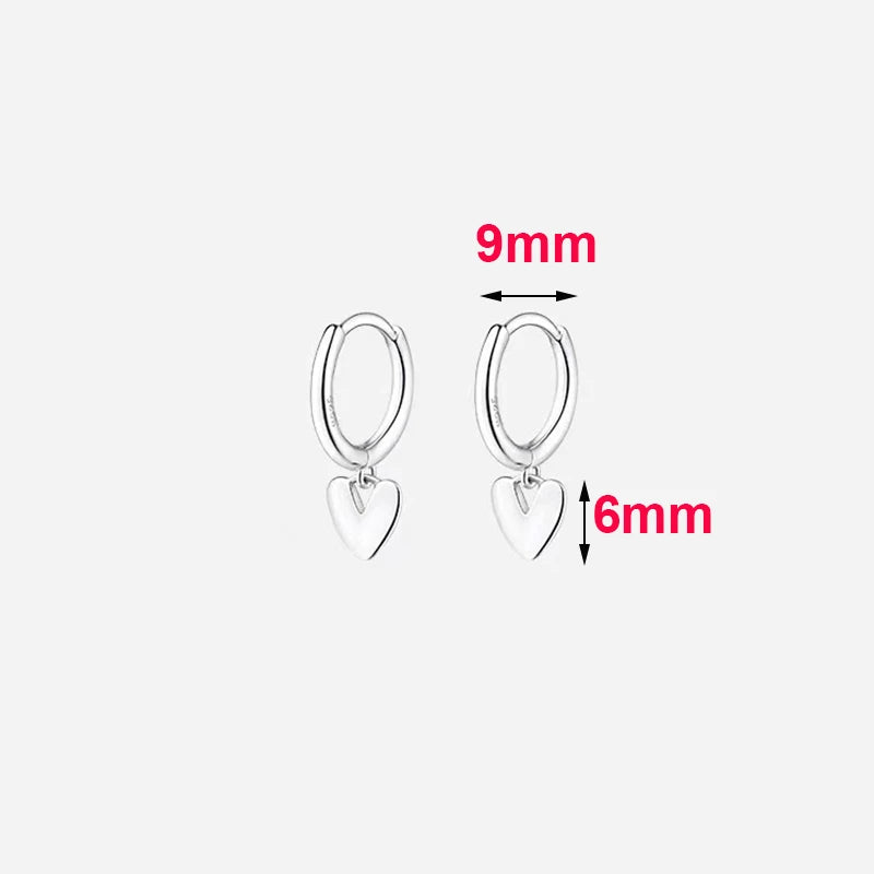 925 Sterling Silver Heart Pendant Hoop Earrings for Women Minimalist Jewelry