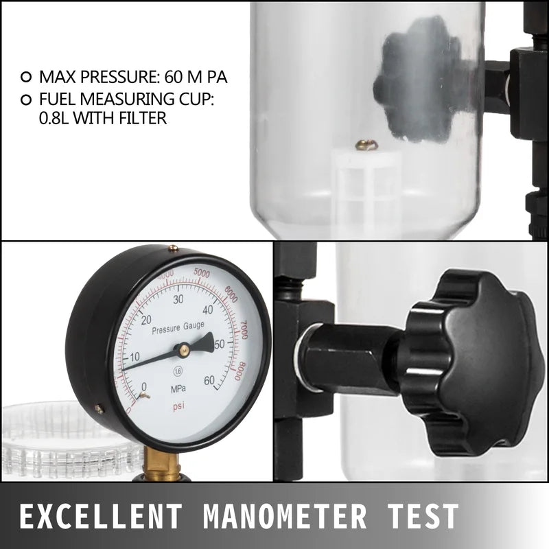 Diesel Fuel Injector Nozzle Tester with Dual Scale 6000 PSI for Car Truck Tractor