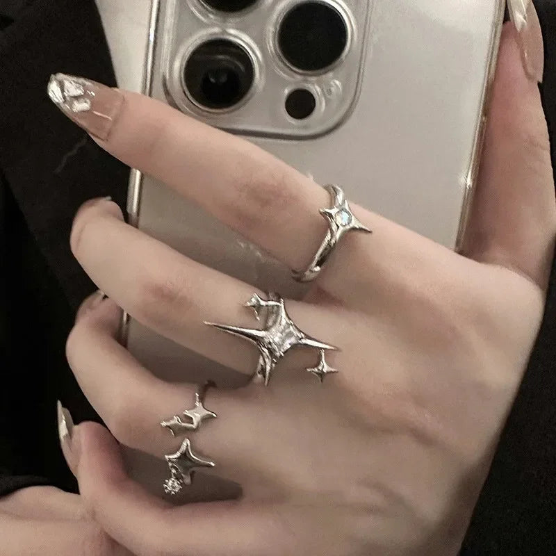 Open Geometric Metal Ring with Zirconia for Women - Glamour Jewelry Accessory