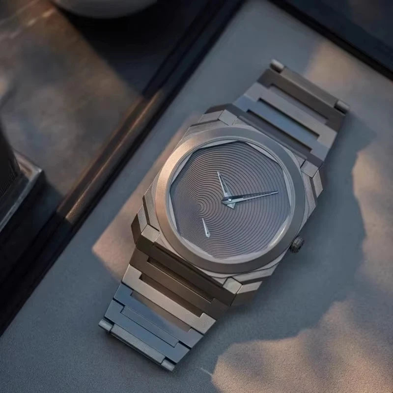 Men's Quartz Watch with Stainless Steel Strap Waterproof Square Casual Wristwatch