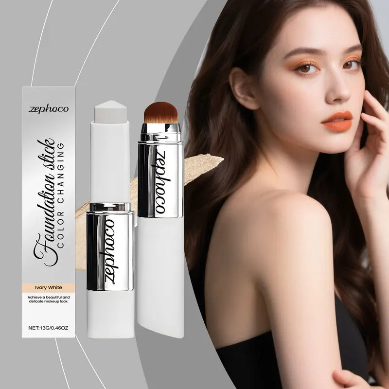 Color-Changing Foundation Stick with Hydrating Matte Concealer - Lightweight & Brightening