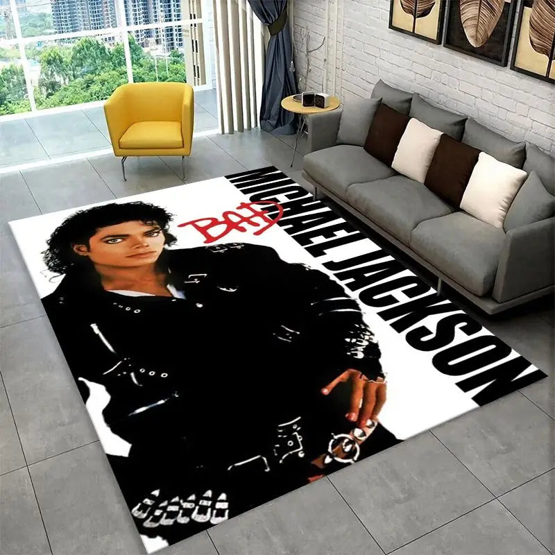 Retro Michael Jackson King of Pop Area Rug Non-Slip Floor Mat for Living Room Bedroom