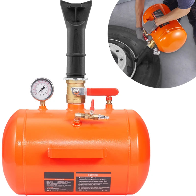 Tire Bead Blaster 5 Gallon/19L Capacity with Pressure Gauge & Handle - Max 145 PSI