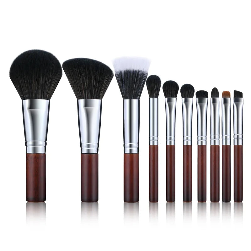Mini Portable Makeup Brush Set - 10 Soft Vegan Face & Eye Brushes - 5 Sets
