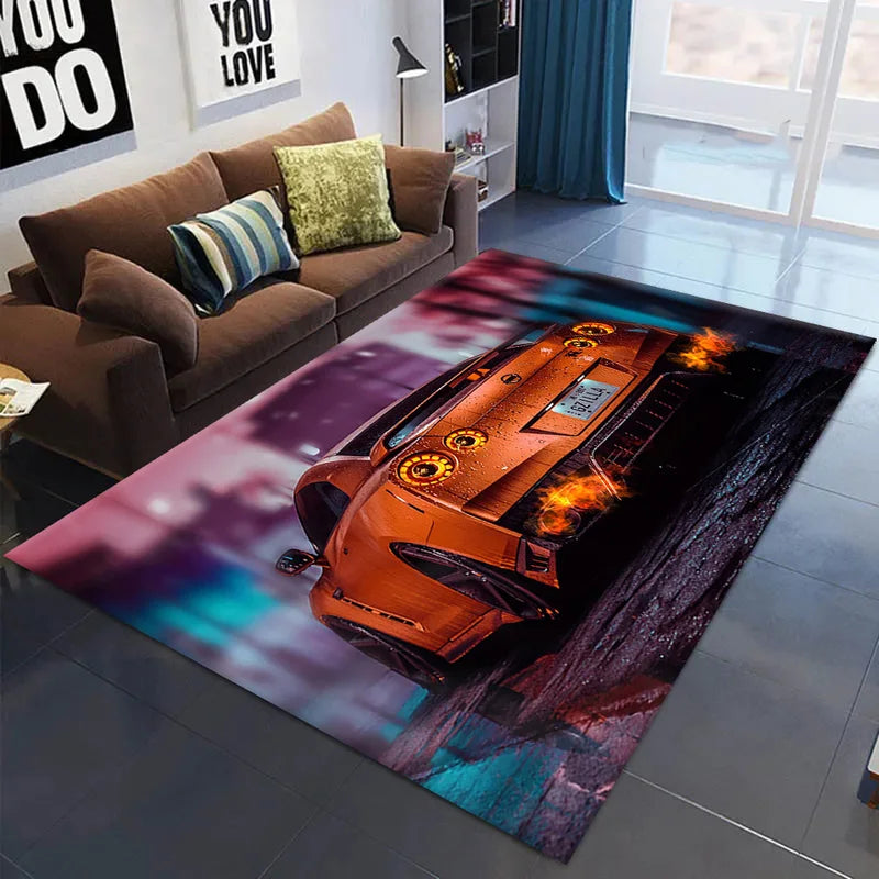 Car Skyline GTR R34 Floor Carpet Rug Non-Slip Home Decor for Living Room
