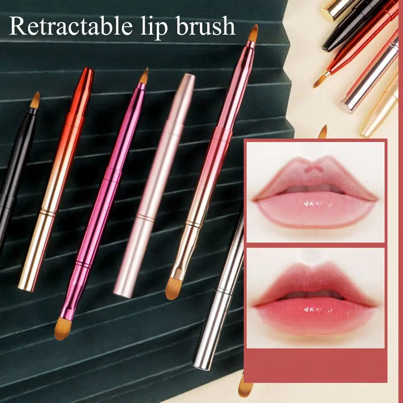 Double Head Lipstick Applicator Brush Set - Retractable Cosmetic Lip Gloss Wand