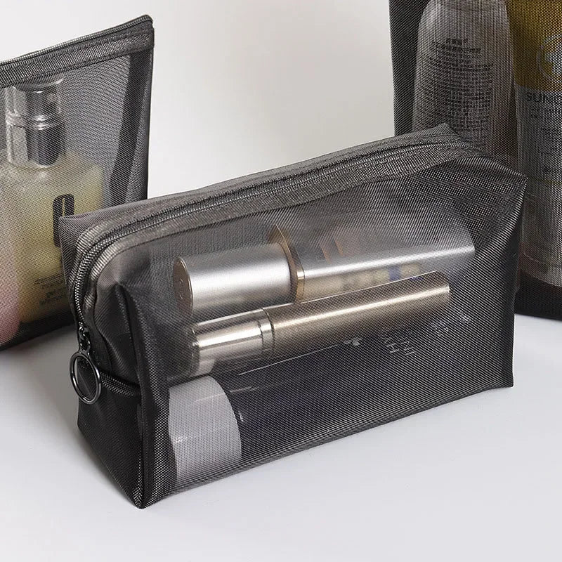Translucent Makeup Organizer Kit with Heart Shape Travel Toiletry Bags - Small & Large