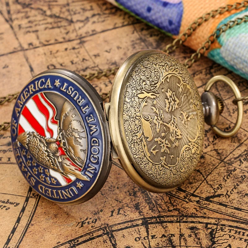 Vintage American Presidential Pocket Watch with Eagle Design for Men & Women