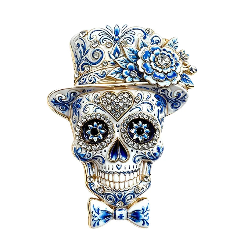 Halloween Sugar Skull Enamel Brooch Gothic Pumpkin Skeleton Cat Lapel Pin Jewelry Gift