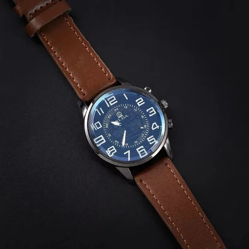Men's Leather Quartz Wristwatch - Business Casual Elegant Men's Watch