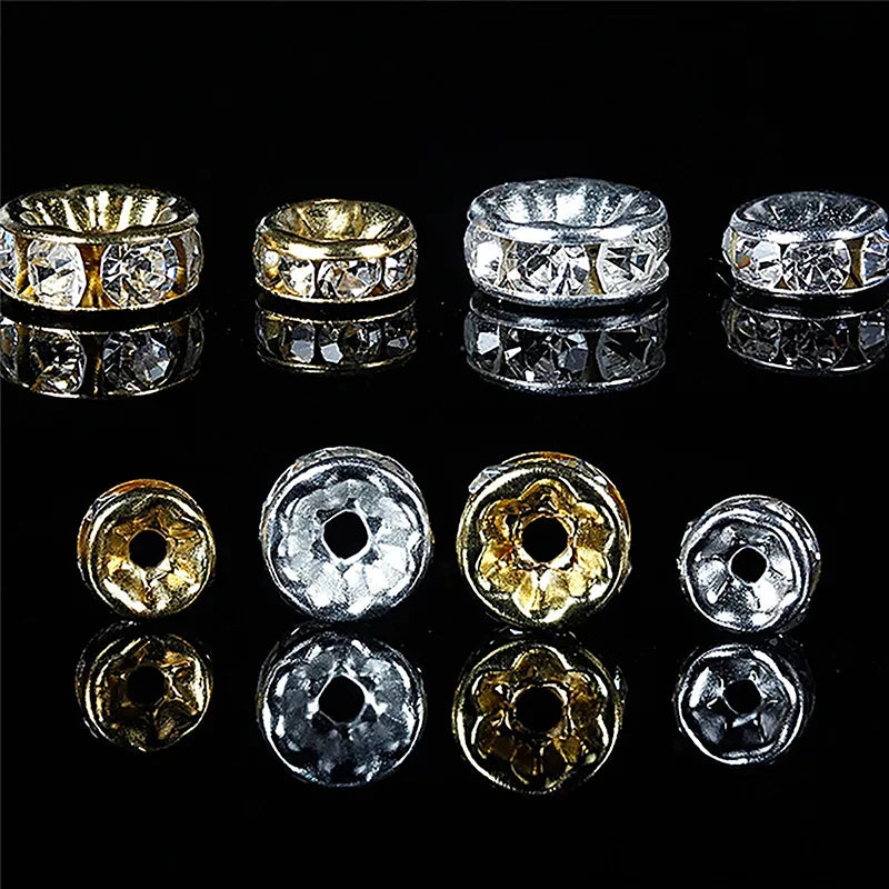 100pcs Stainless Steel Crystal Beads for Jewelry Making - Disc Spacer Charms