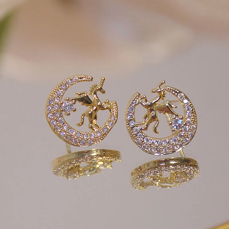 Cute Animal Stud Earrings for Women - Horse, Kitten, Owl, Pearl Jewelry