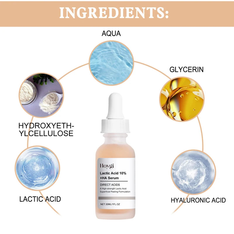 Lactic Acid Face Serum for Exfoliating Hydrating Brightening & Anti-Aging - All Skin Types