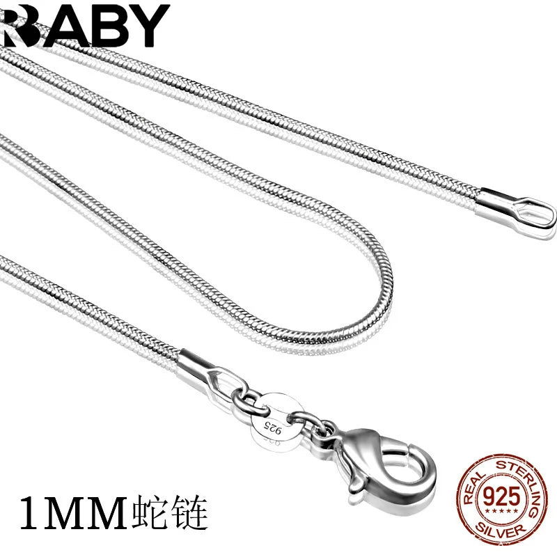 Sterling Silver Snake Chain Necklace for Women 1mm - Multiple Lengths