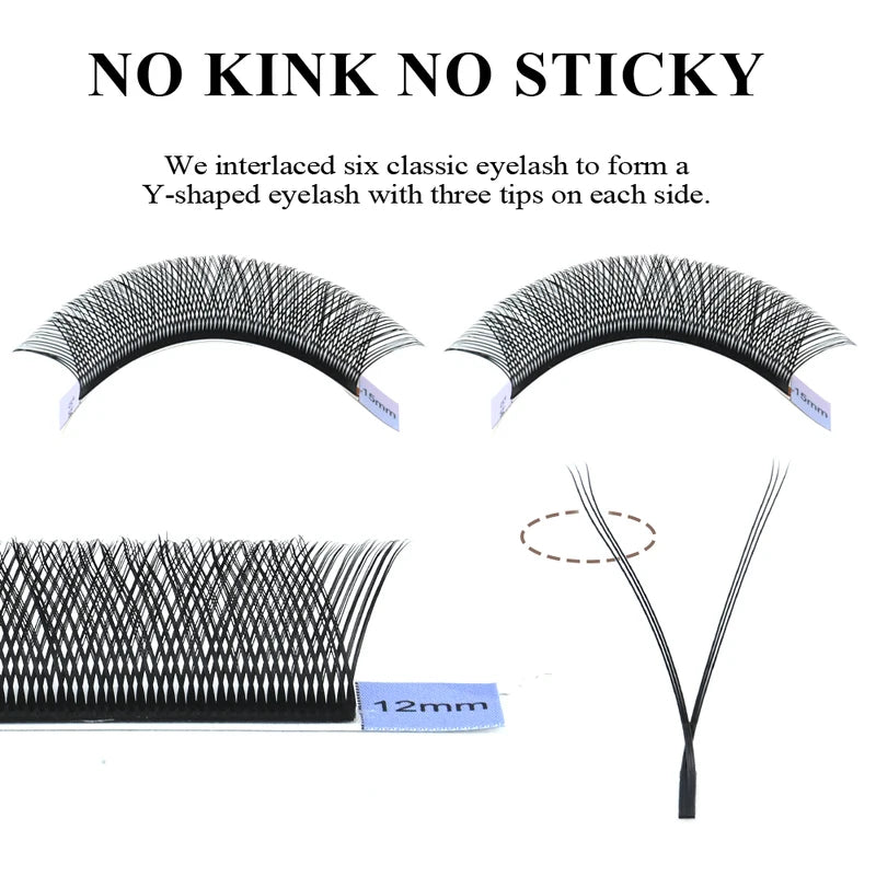 Premium Cross Shape Eyelash Extensions - Soft Natural Mink Material, Hand-Woven, Multiple Lengths & Curl Options