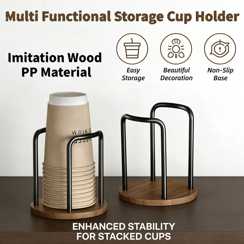 Disposable Cup Holder Multi-Function Coffee Organizer Desktop Storage Rack for Home and Kitchen