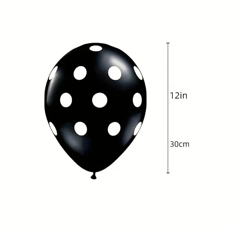 12 Pack 12-Inch Black and White Polka Dot Latex Balloons for Baby Shower Birthday Wedding