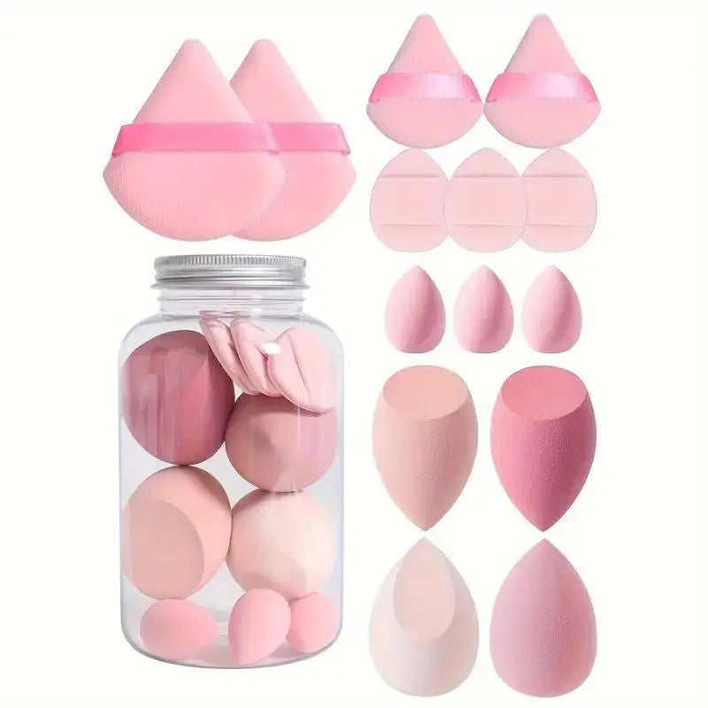 14pcs Makeup Sponge Set - Soft, Non-Latex, Dual-Use Powder Puff for Liquid & Powder Application