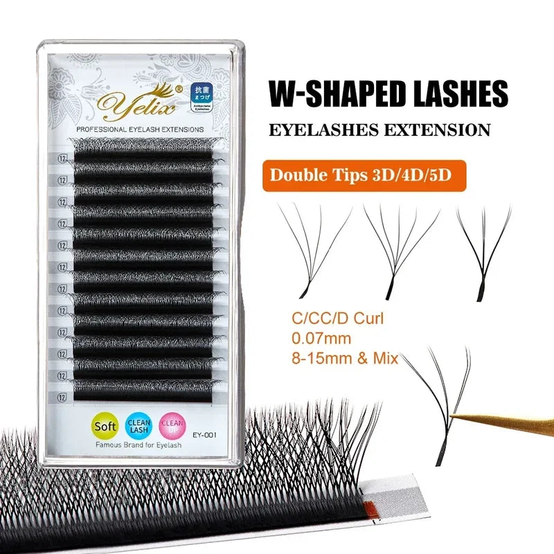 False Eyelash Extensions 5D W Shape Premade Volume Fans Natural Soft Makeup Tools