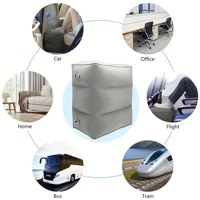 Inflatable Travel Foot Rest Pillow with Adjustable Height for Legs and Feet