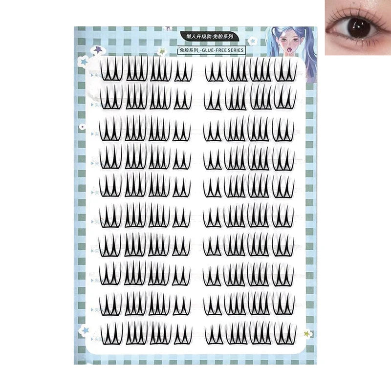 Reusable No Glue 3D Volume False Eyelashes - 7-13mm C Curl, Soft Case