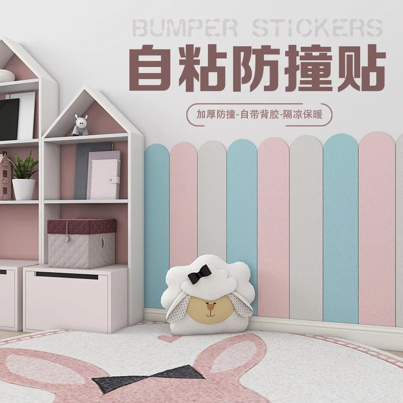 Children's Room Waterproof Anti-Collision Wall Enclosure Sticker - Dopamine Color 3D Self-Adhesive Decor