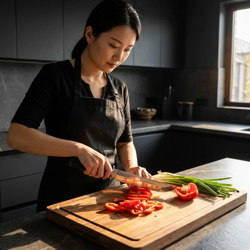 Japanese Meat Cutting Knife with Sheath - Hand-Forged Kitchen Knife, High Hardness