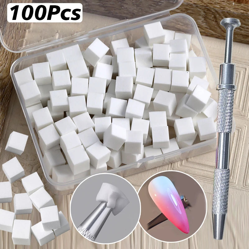 Square Nail Art Sponge Set with Gradient Brushes for DIY Manicure and Gel Polish